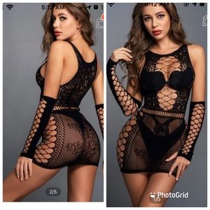 Blk Fishnet Dress